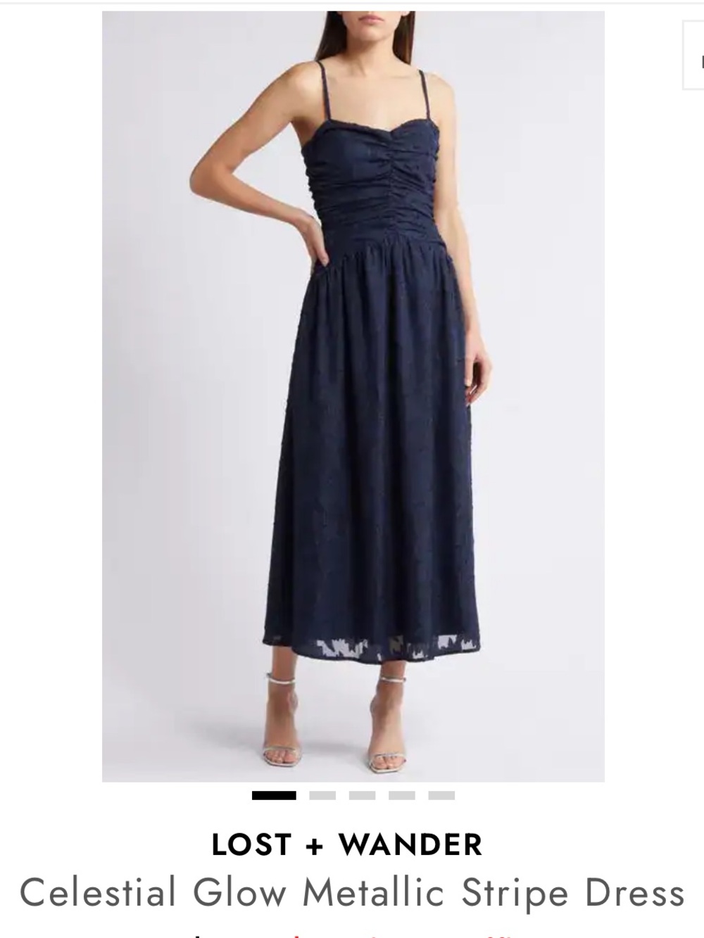 Lost + Wander Navy Blue Ruched Dress